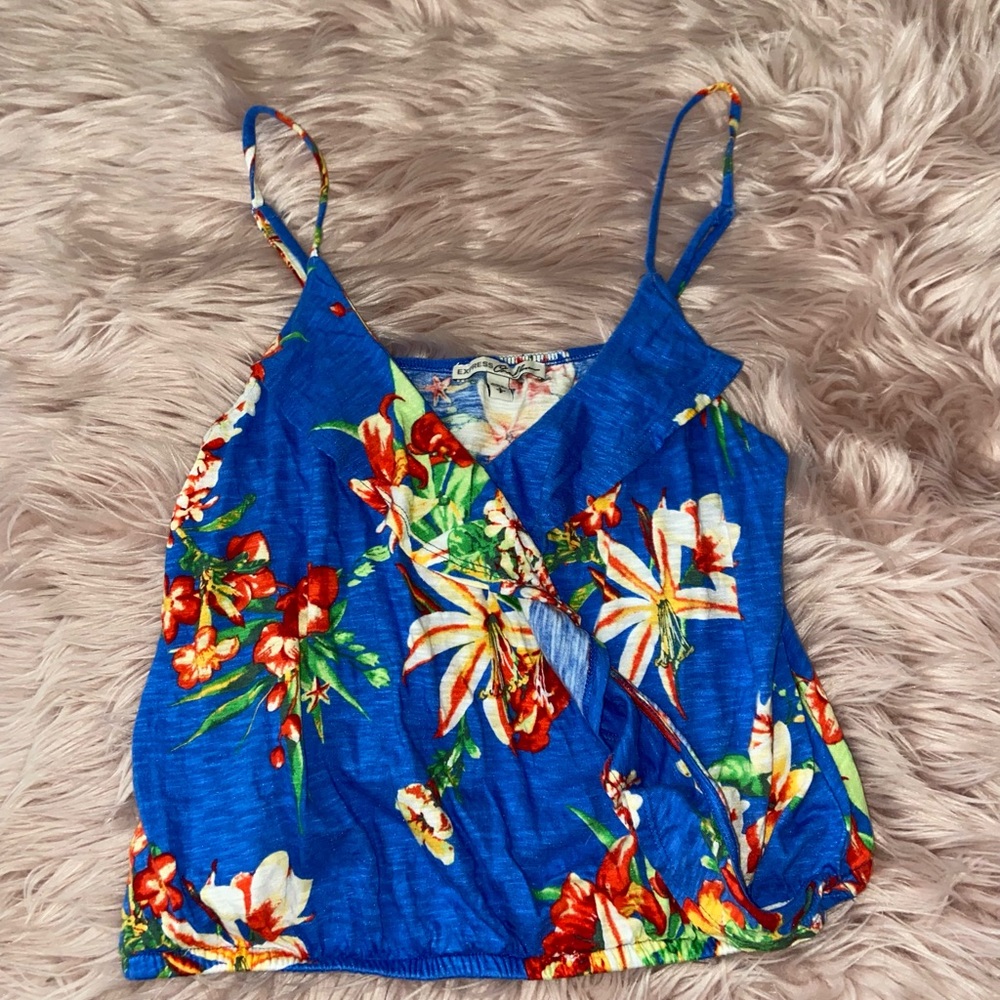 Blue and floral tank top